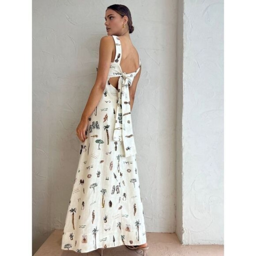 Commense Tropical Print Knotted Long Dress Off-White‎ size XS/2